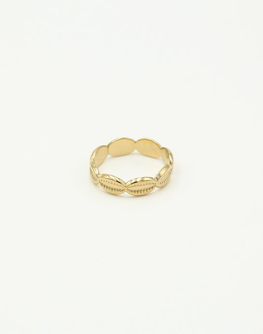 ring schelp patroon goudkleurig