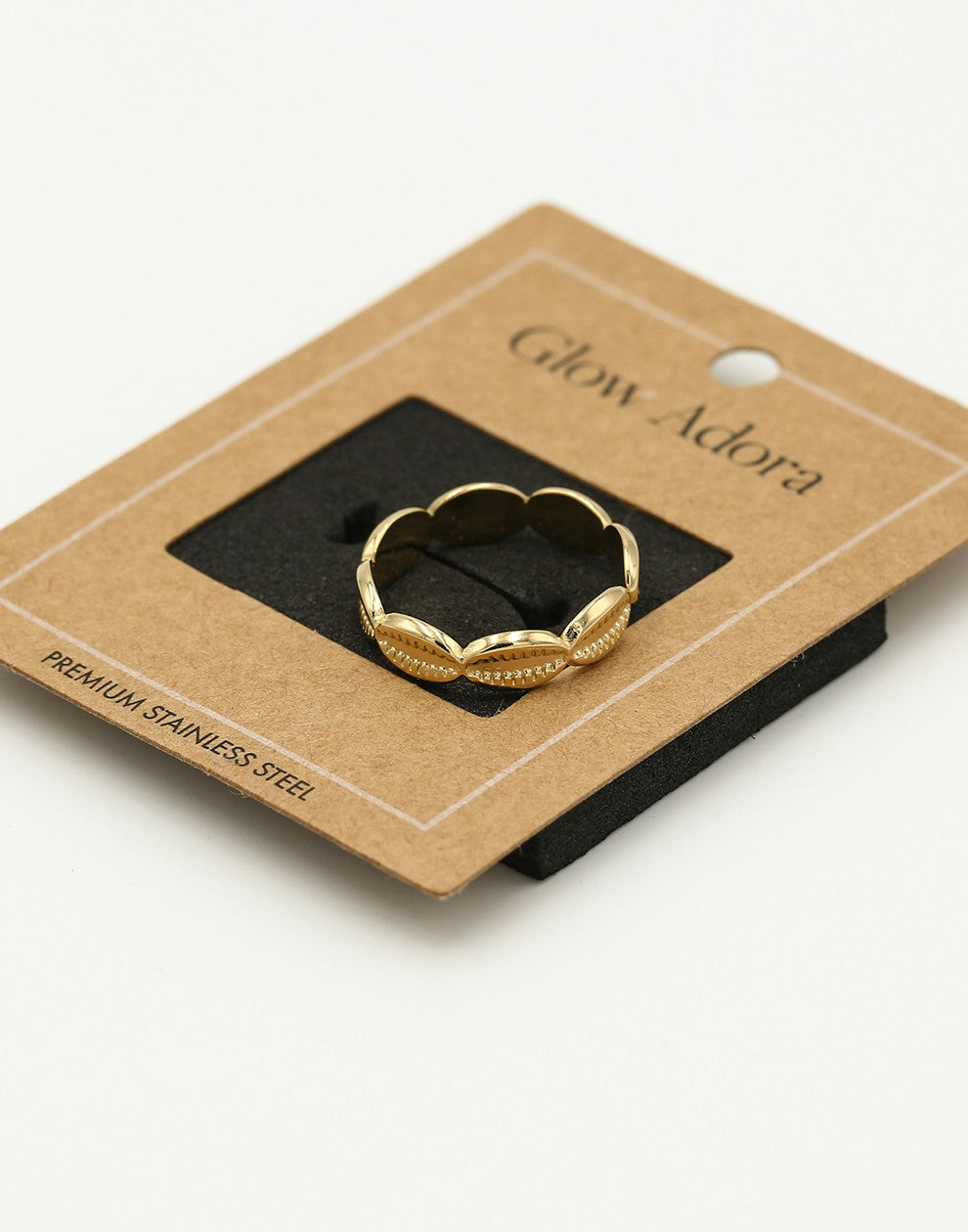 ring schelp patroon goudkleurig