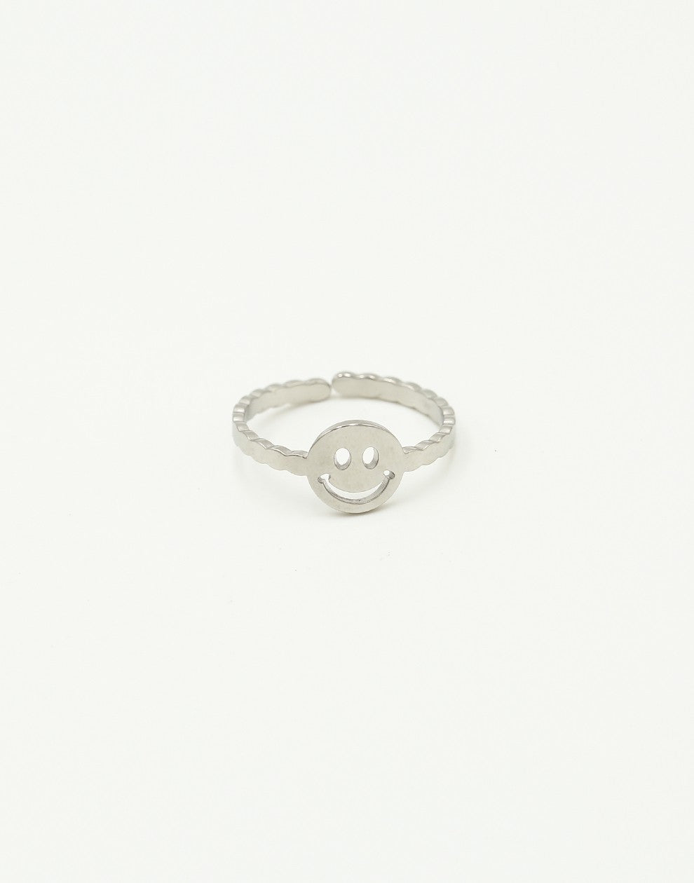 ring smiley zilverkleurig