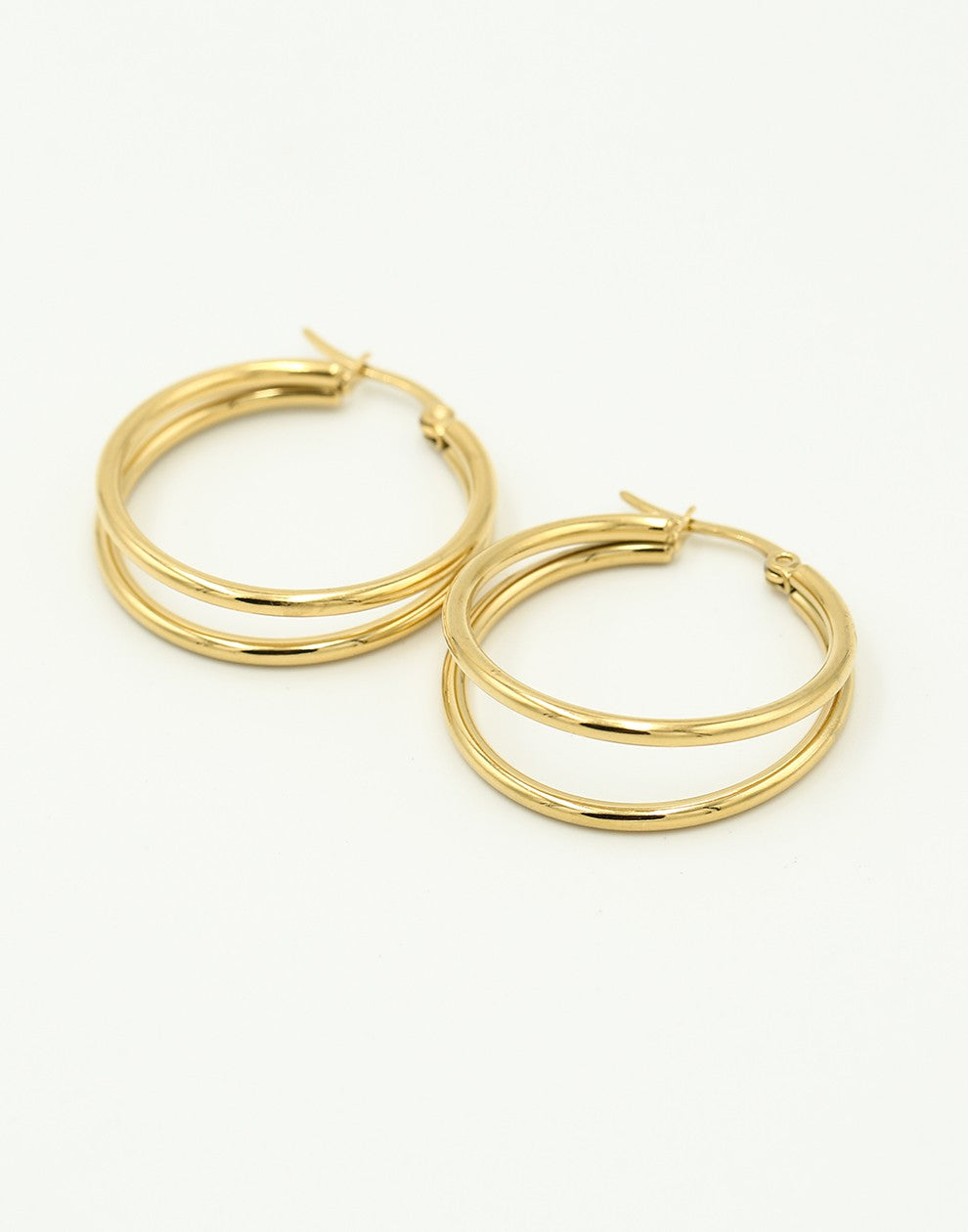 Oorringen hoops dubbel goudkleurig 25mm