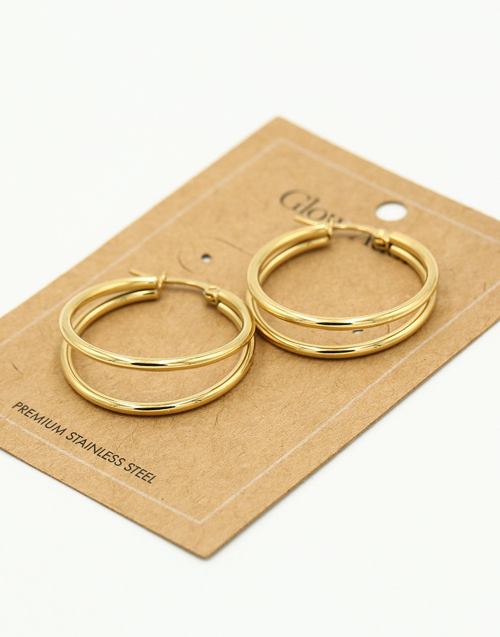 Oorringen hoops dubbel goudkleurig 25mm
