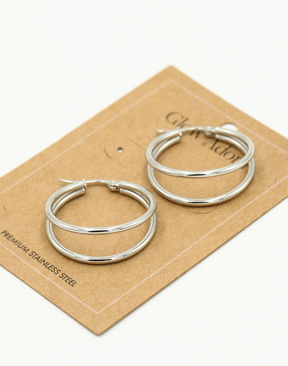 Oorringen hoops dubbel zilverkleurig 25mm