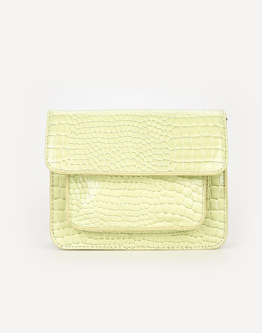 Schoudertas Croco print licht groen