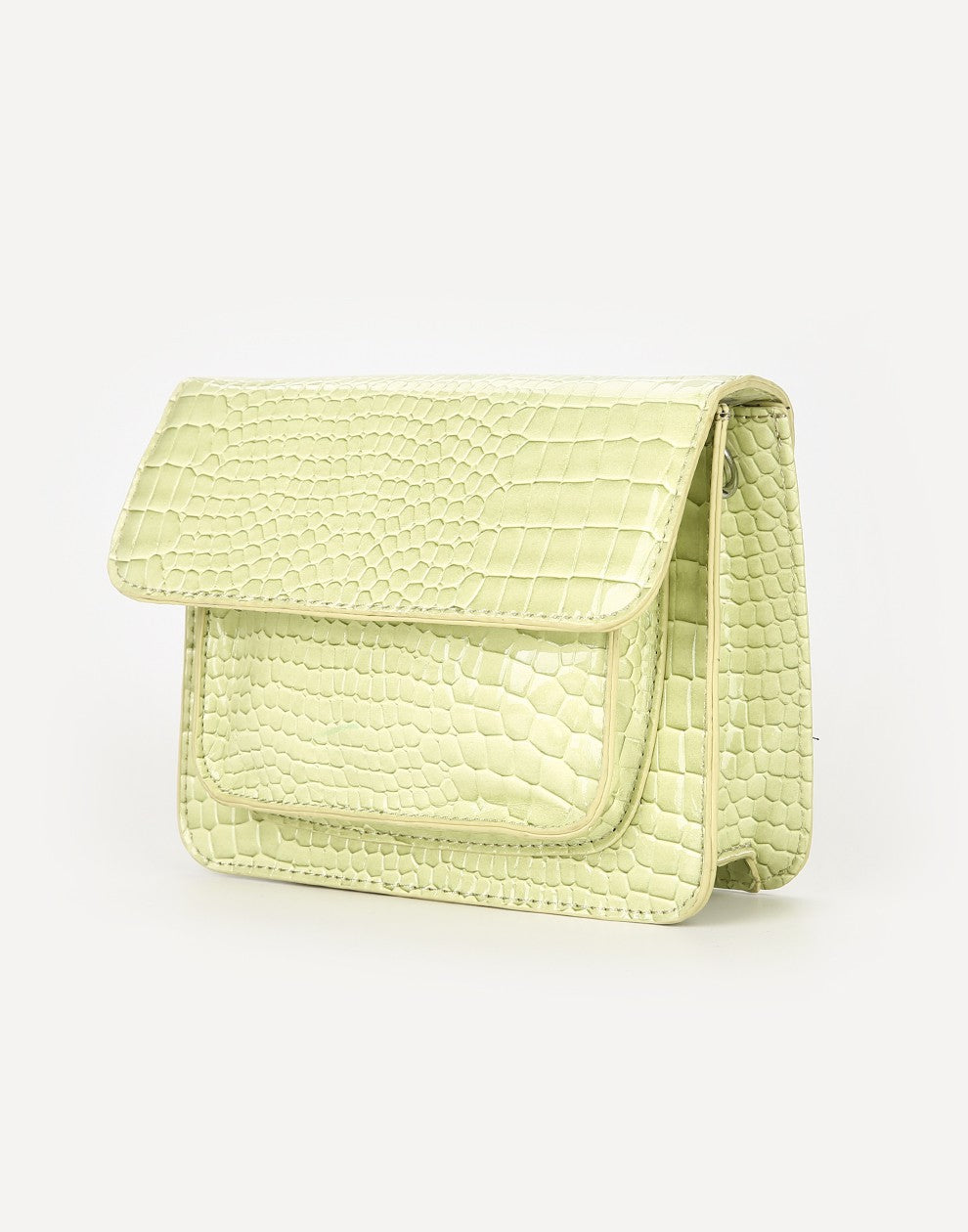 Schoudertas Croco print licht groen