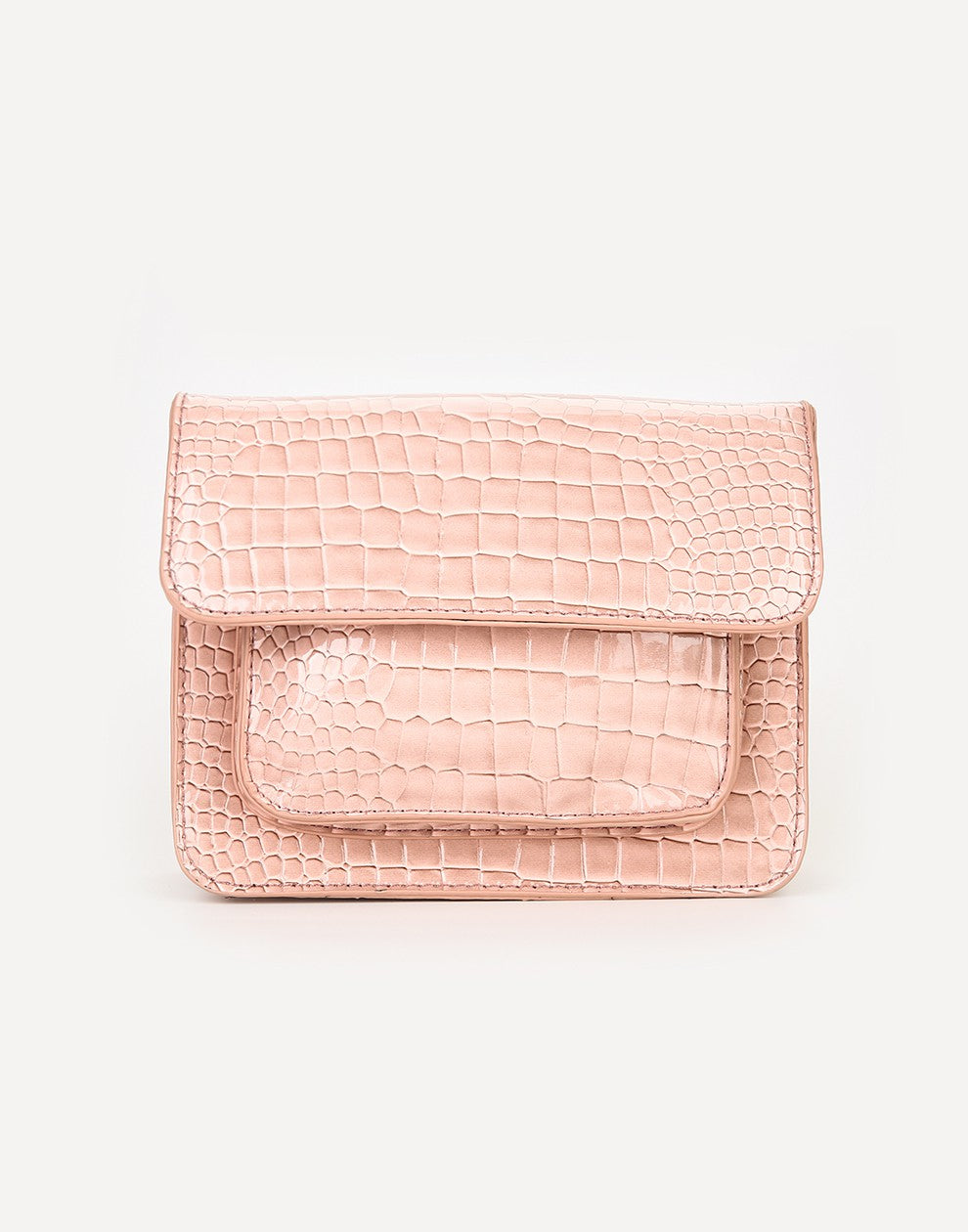 Schoudertas Croco print roze