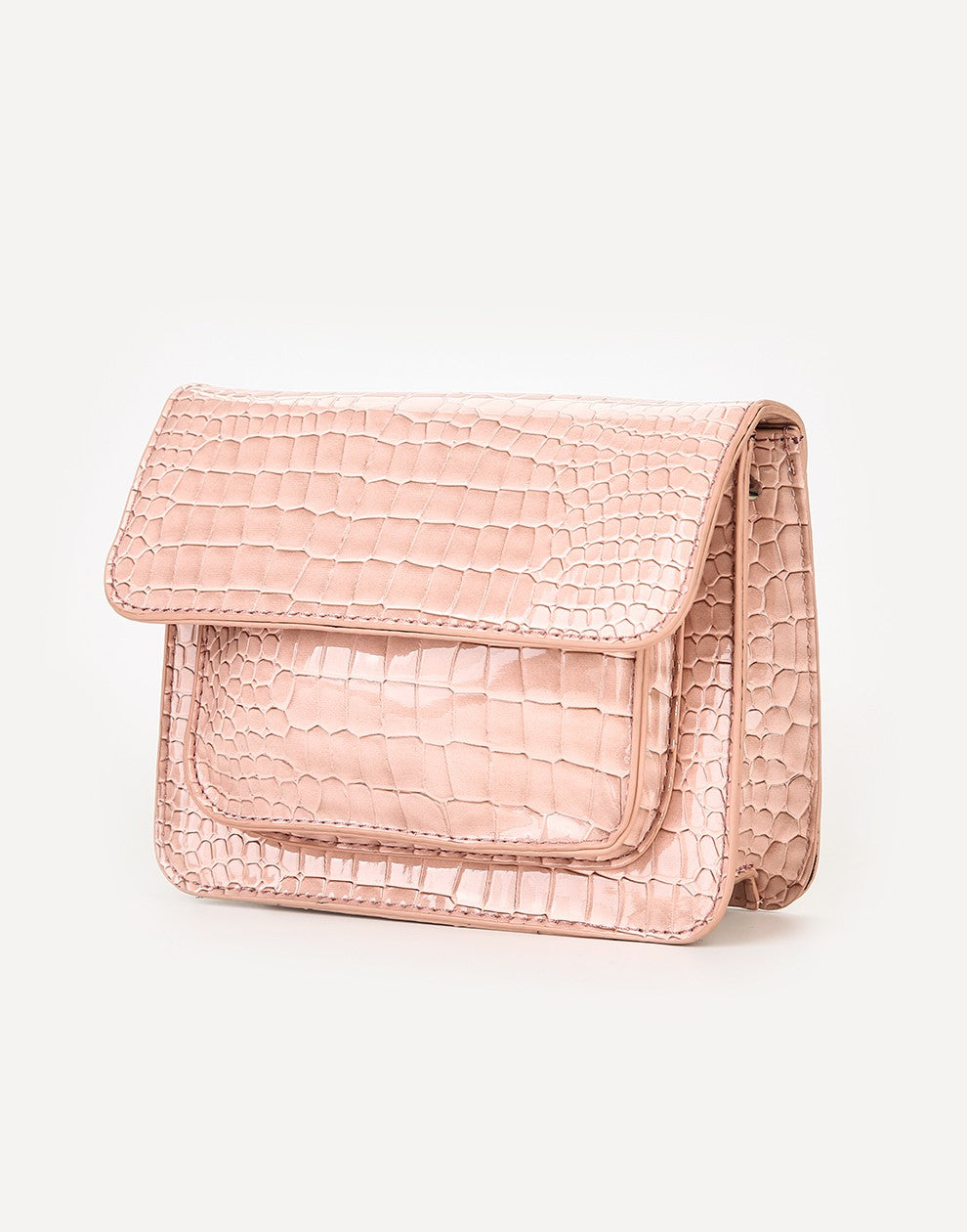 Schoudertas Croco print roze