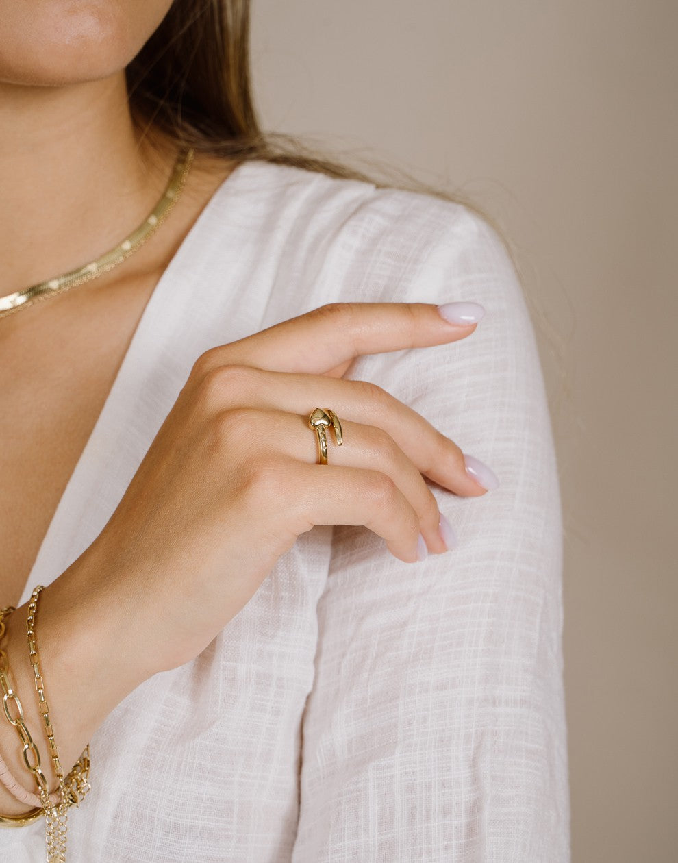 Ring hart spijker goudkleurig