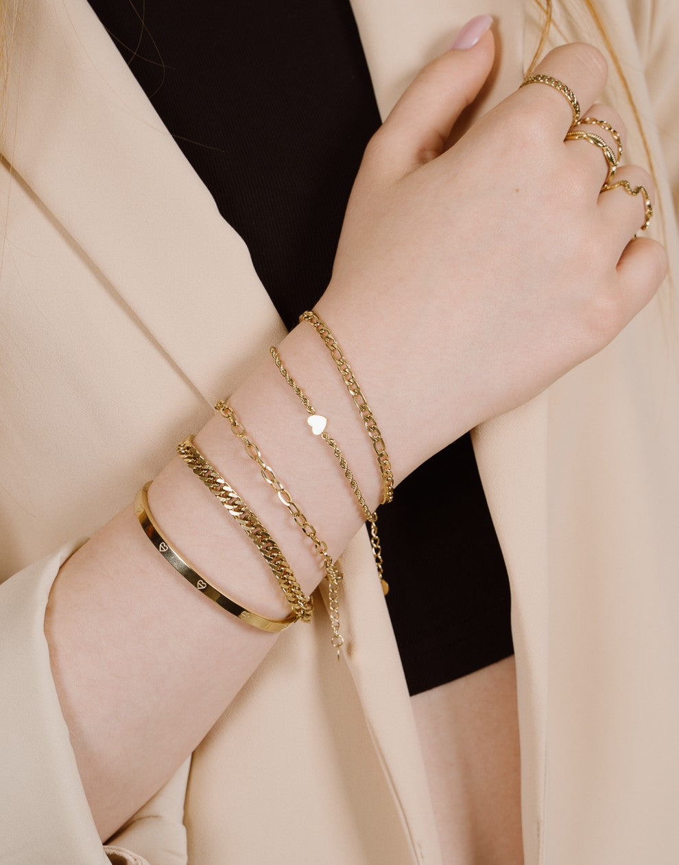 Schakelarmband paperclip mini goudkleurig