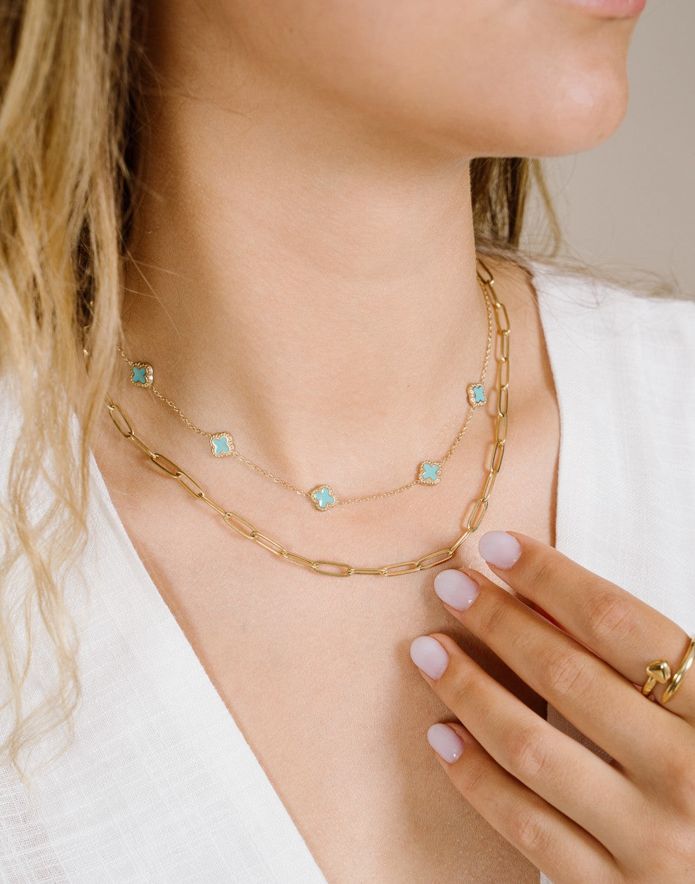 Paperclip schakelketting plat goudkleurig