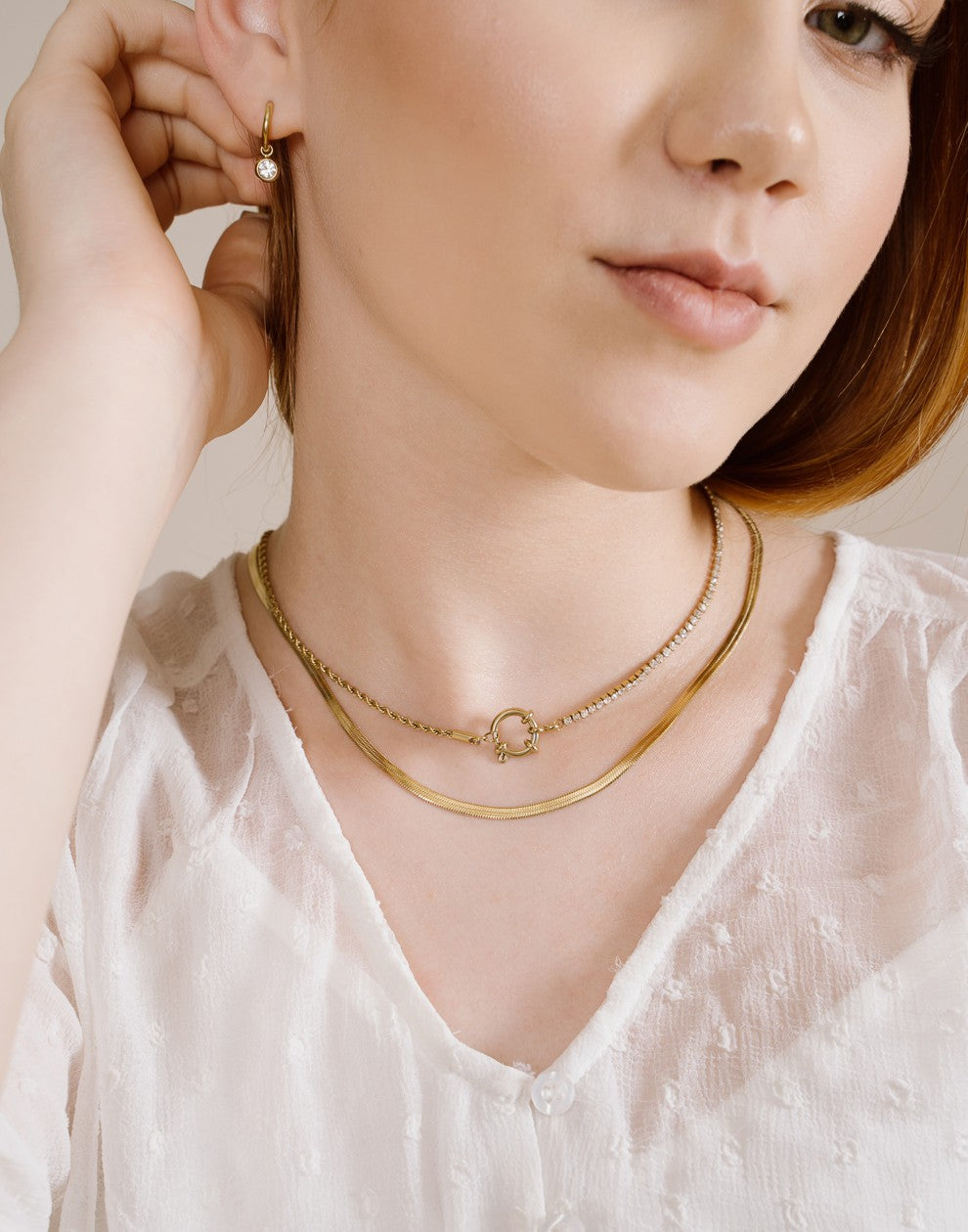 Flat snake chain gold