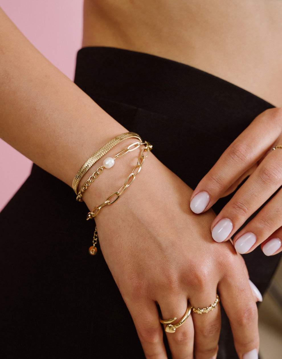 Armband platte schakel goudkleurig