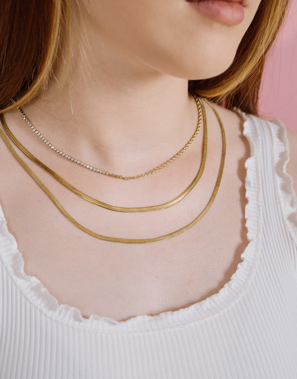 Schakelketting plat goudkleurig 45cm