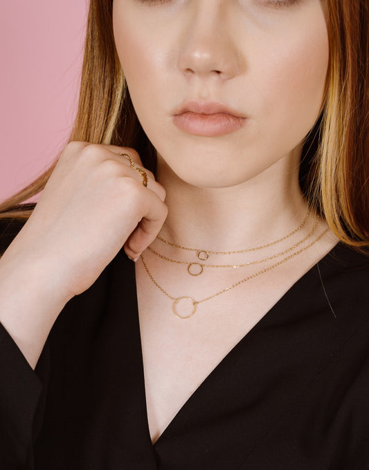Ketting met open rondje 6mm goudkleurig