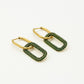 Oorringen ovale hanger zirkonia goudkleurig groen