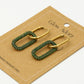 Oorringen ovale hanger zirkonia goudkleurig groen