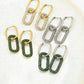 Oorringen ovale hanger zirkonia goudkleurig groen