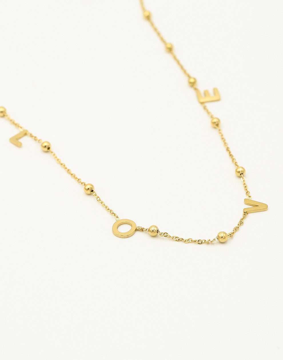 Ketting love bolletjes goudkleurig