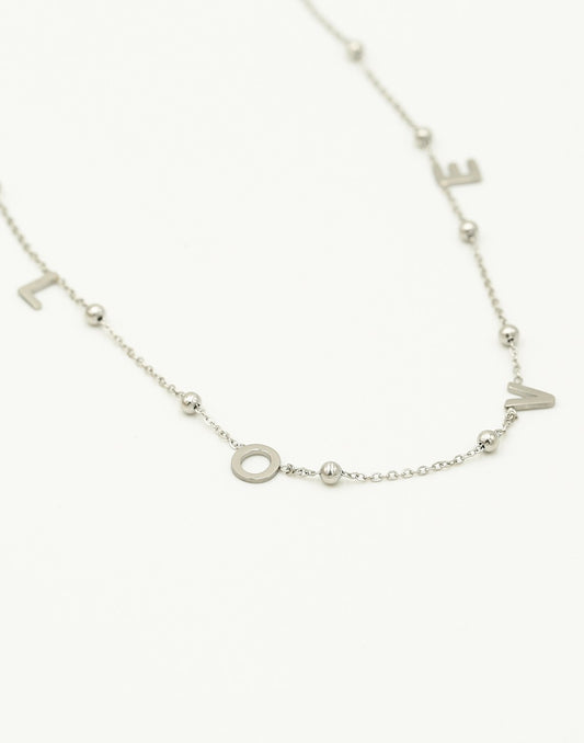 Ketting love bolletjes zilverkleurig