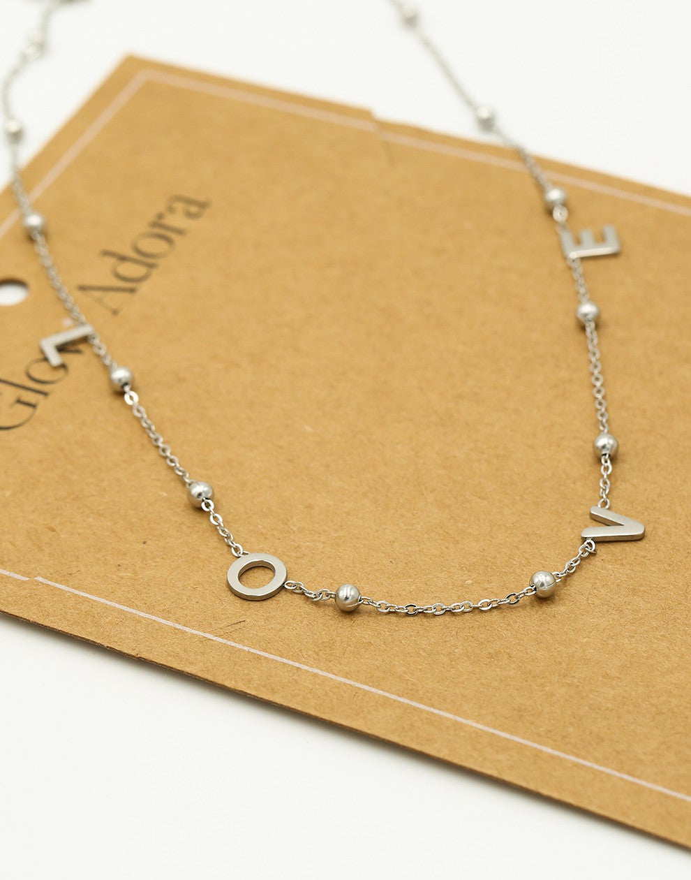 Ketting love bolletjes zilverkleurig