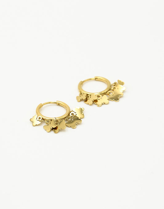 Earrings 6 butterflies gold-colored