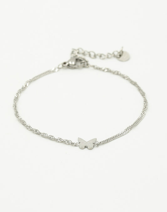 Armband vlinder zilverkleurig