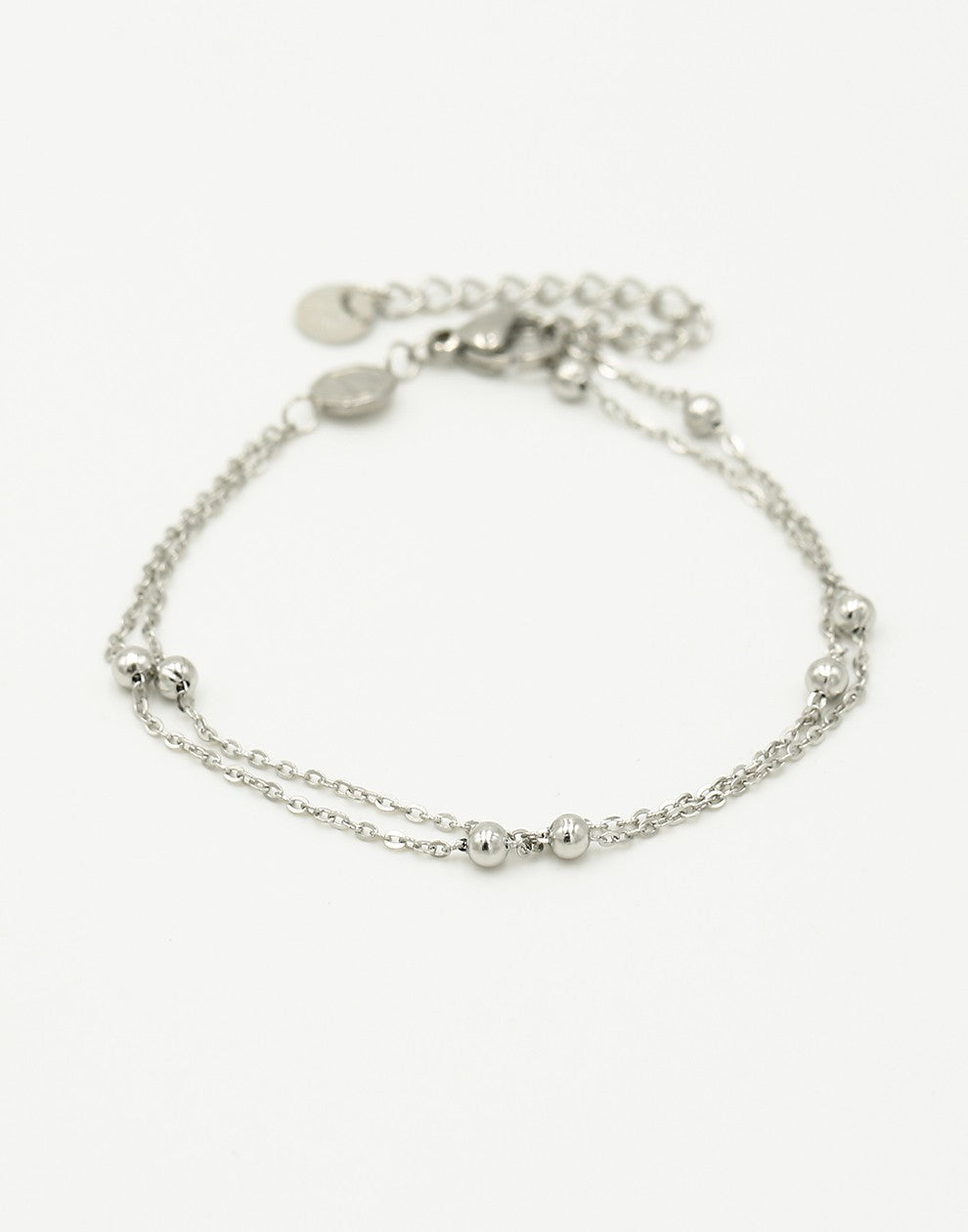 Armband dubbel bolletjes zilverkleurig