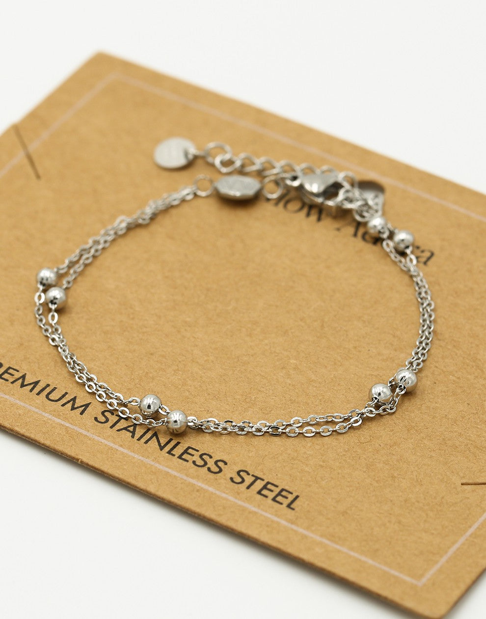 Armband dubbel bolletjes zilverkleurig