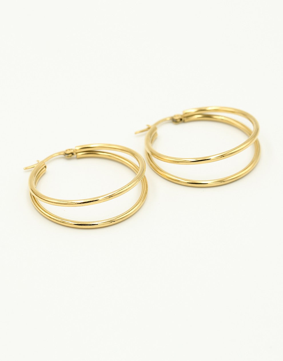 Oorringen hoops dubbel goudkleurig 30mm