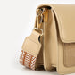 schoudertas beige met gestreepte band