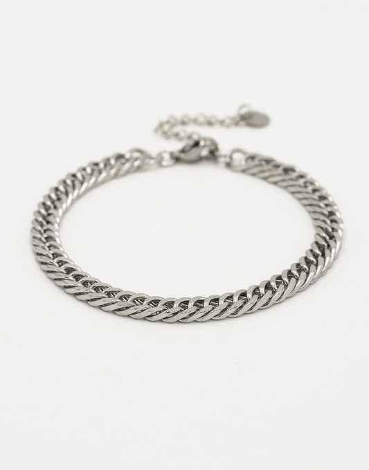 Schakelarmband grof zilverkleurig