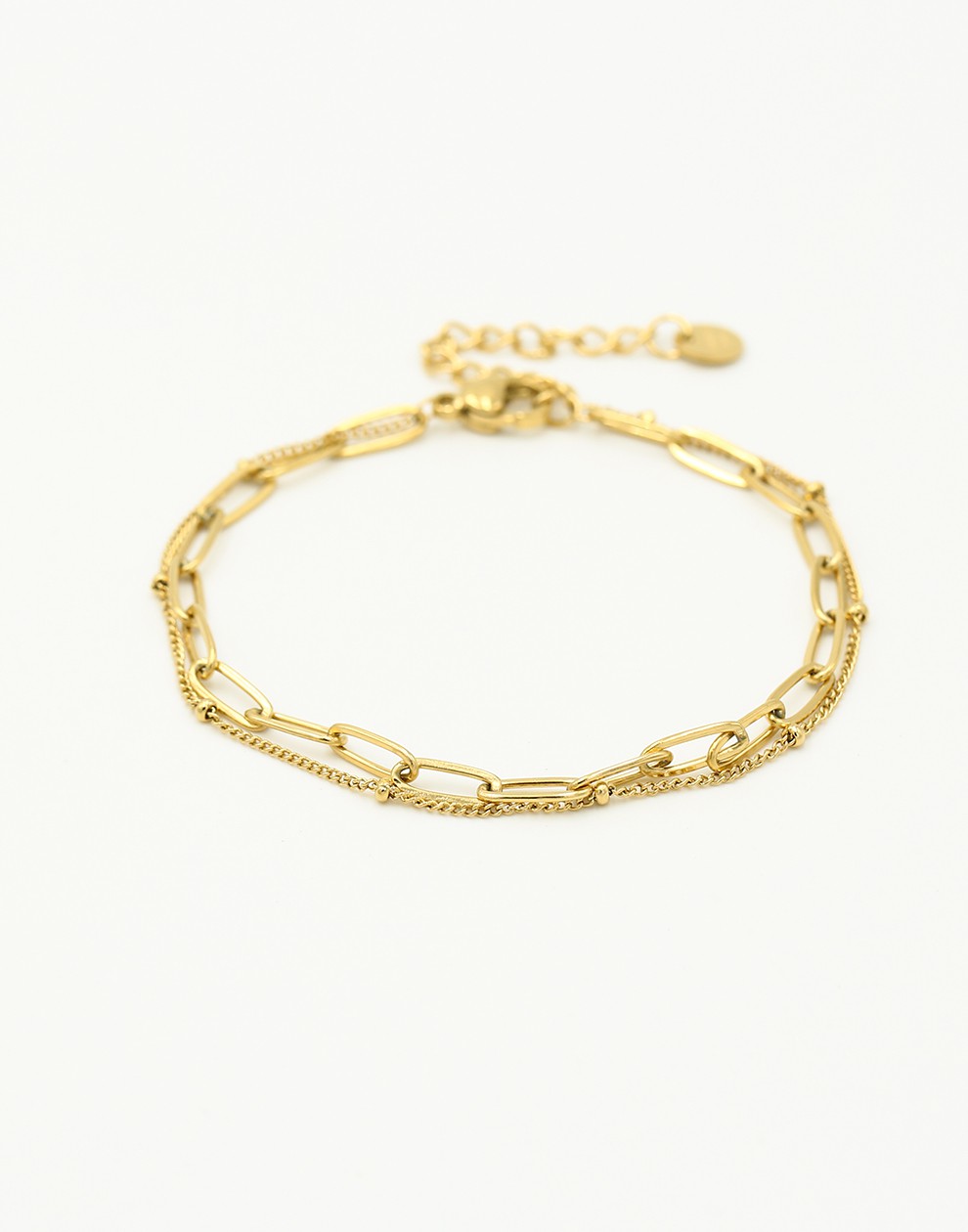 Dubbele armband paperclip schakel goudkleurig