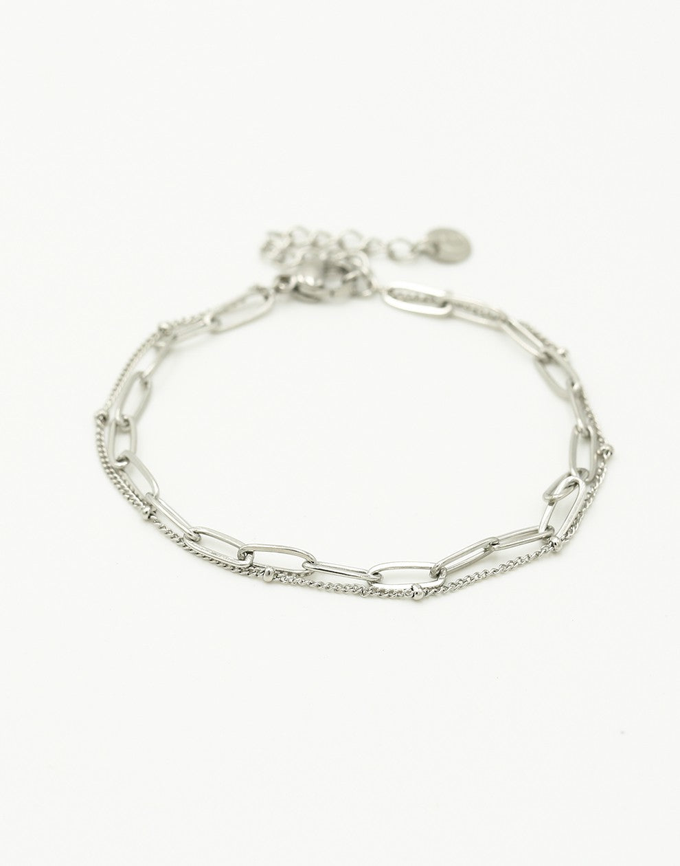 Dubbele armband paperclip schakel zilverkleurig