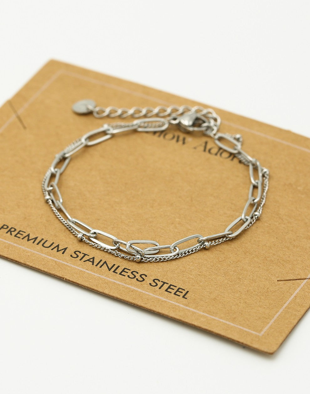Dubbele armband paperclip schakel zilverkleurig