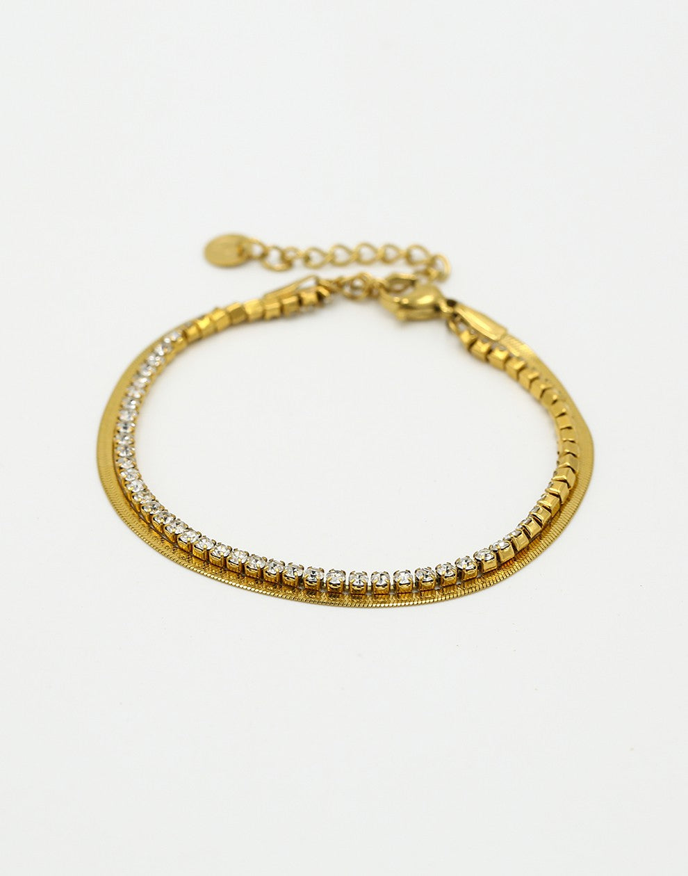 Armband tennis snake goudkleurig