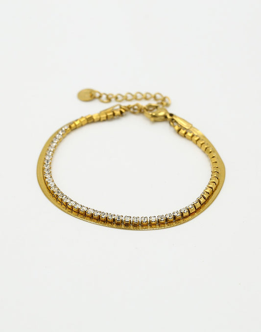 Armband tennis snake goudkleurig