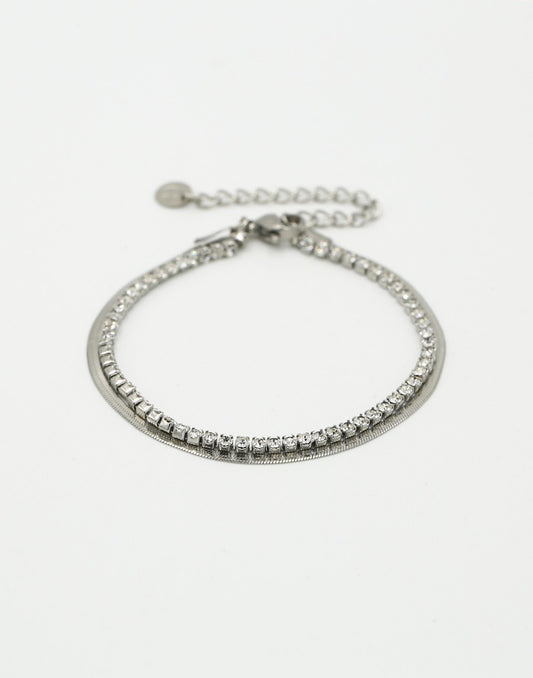 Armband tennis snake zilverkleurig