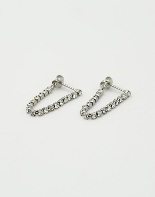 Tennis oorsteker chain zilverkleurig