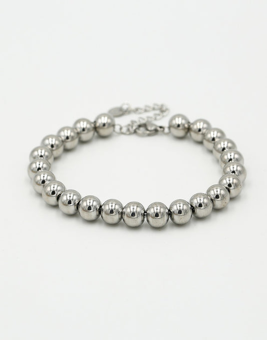 Armband bolletjes 8mm zilverkleurig