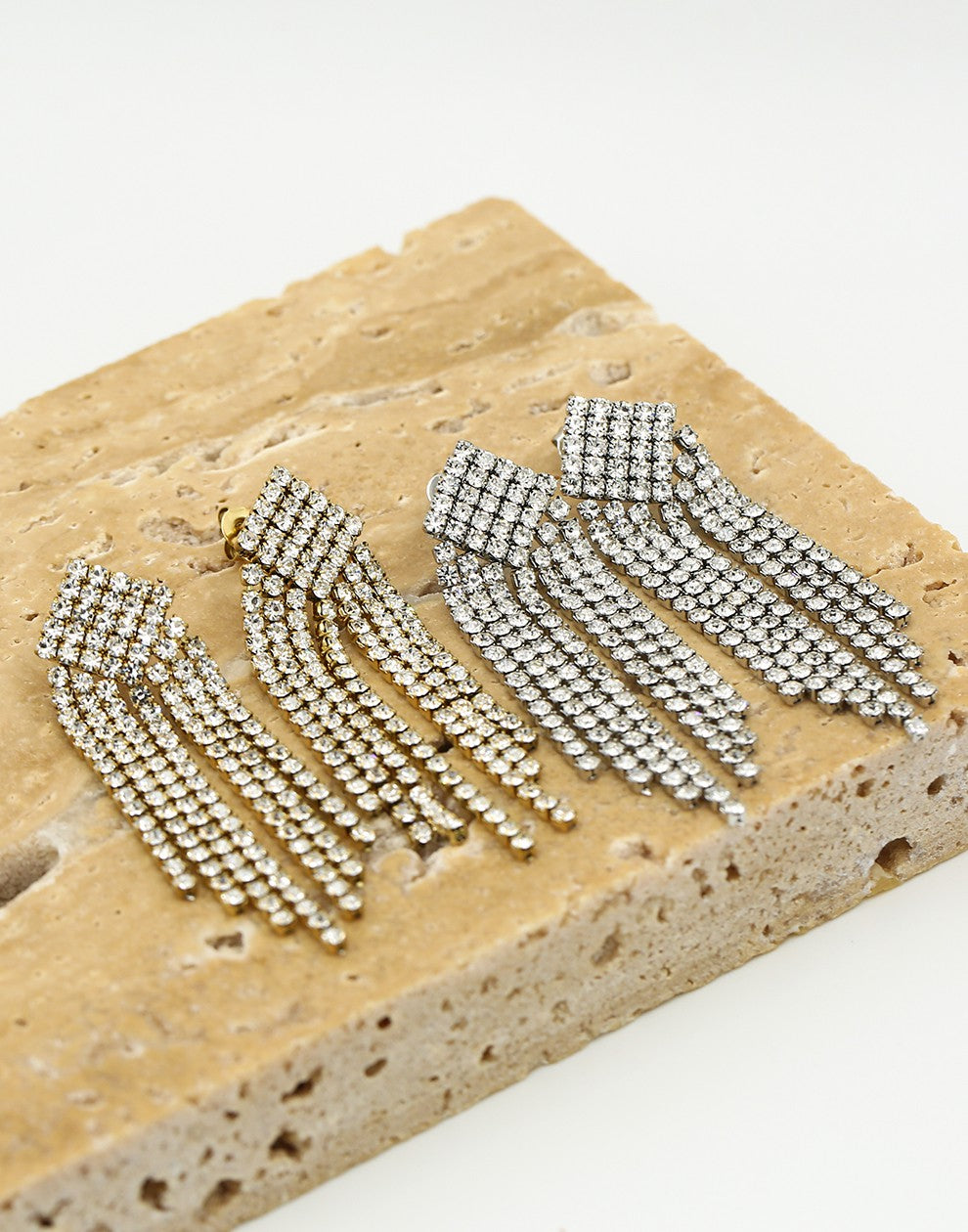 Tennis earrings multi diamond gold-colored
