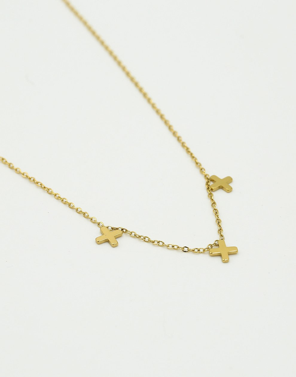 Ketting drie kruisjes goudkleurig