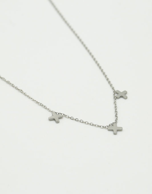 Ketting drie kruisjes zilverkleurig