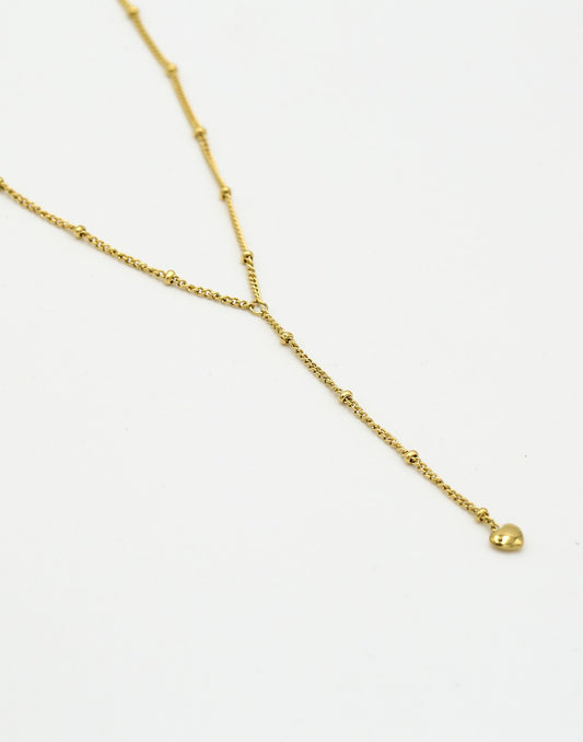 Ketting Y-vorm met hartje goudkleurig