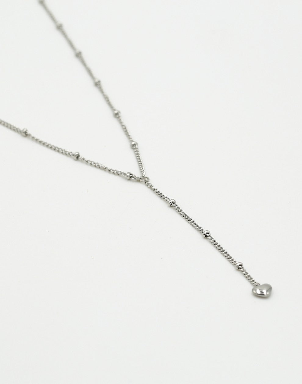 Ketting Y-vorm met hartje zilverkleurig