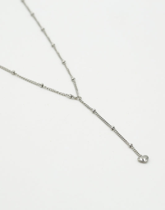 Ketting Y-vorm met hartje zilverkleurig