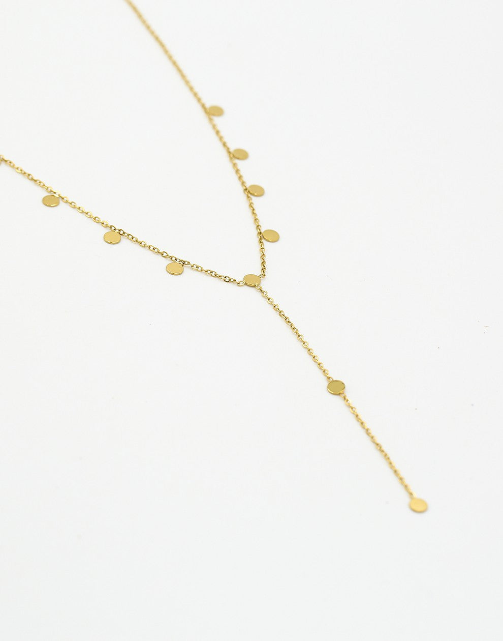 Ketting Y-vorm muntjes goudkleurig