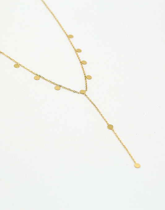 Ketting Y-vorm muntjes goudkleurig