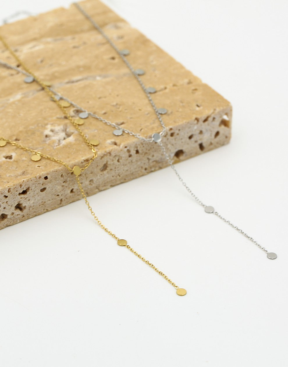 Ketting Y-vorm muntjes goudkleurig