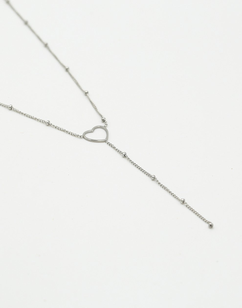 Ketting Y-vorm open hartje zilverkleurig