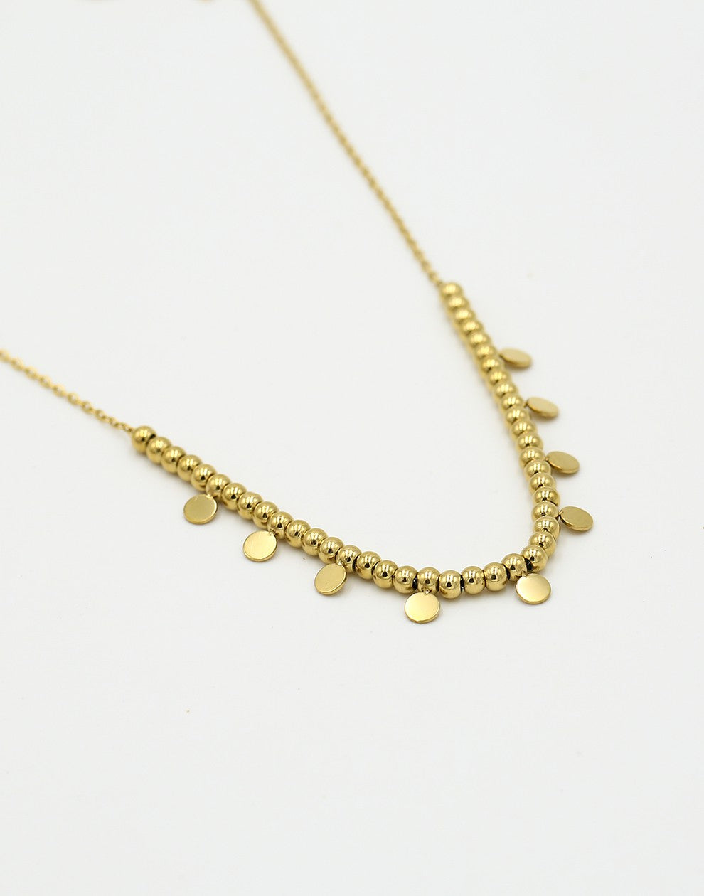 Ketting bolletjes met muntjes goudkleurig