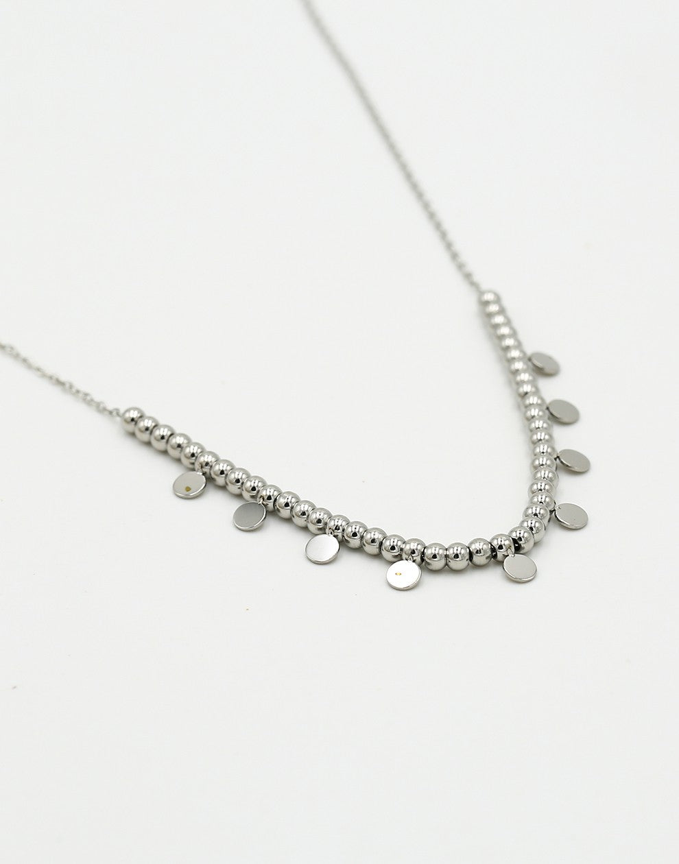 Ketting bolletjes met muntjes zilverkleurig